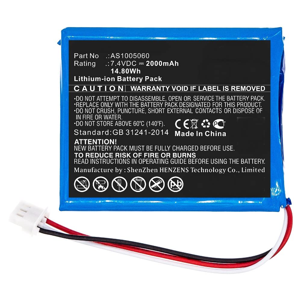 Synergy Digital Equipment Battery - Li-ion 7.4V 2000mAh Replacement for ALPSAT AS1005060 - Perfect for Industrial Equipment, Medical Devices & Portable Electronics