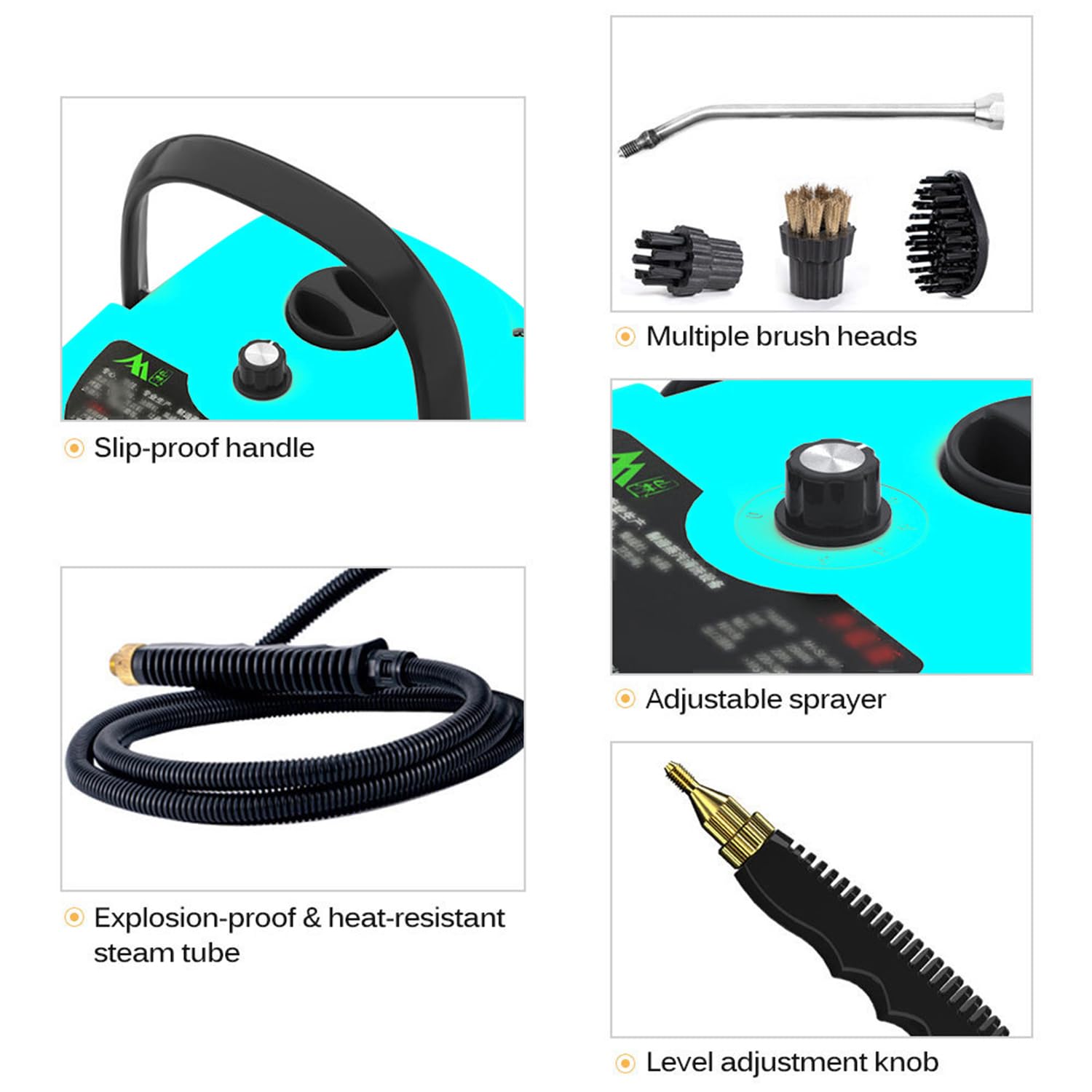 2500W Handheld Steam Cleaner for Home - Fast Heating & 3 Brushes | Deep Cleaning Floors & Upholstery