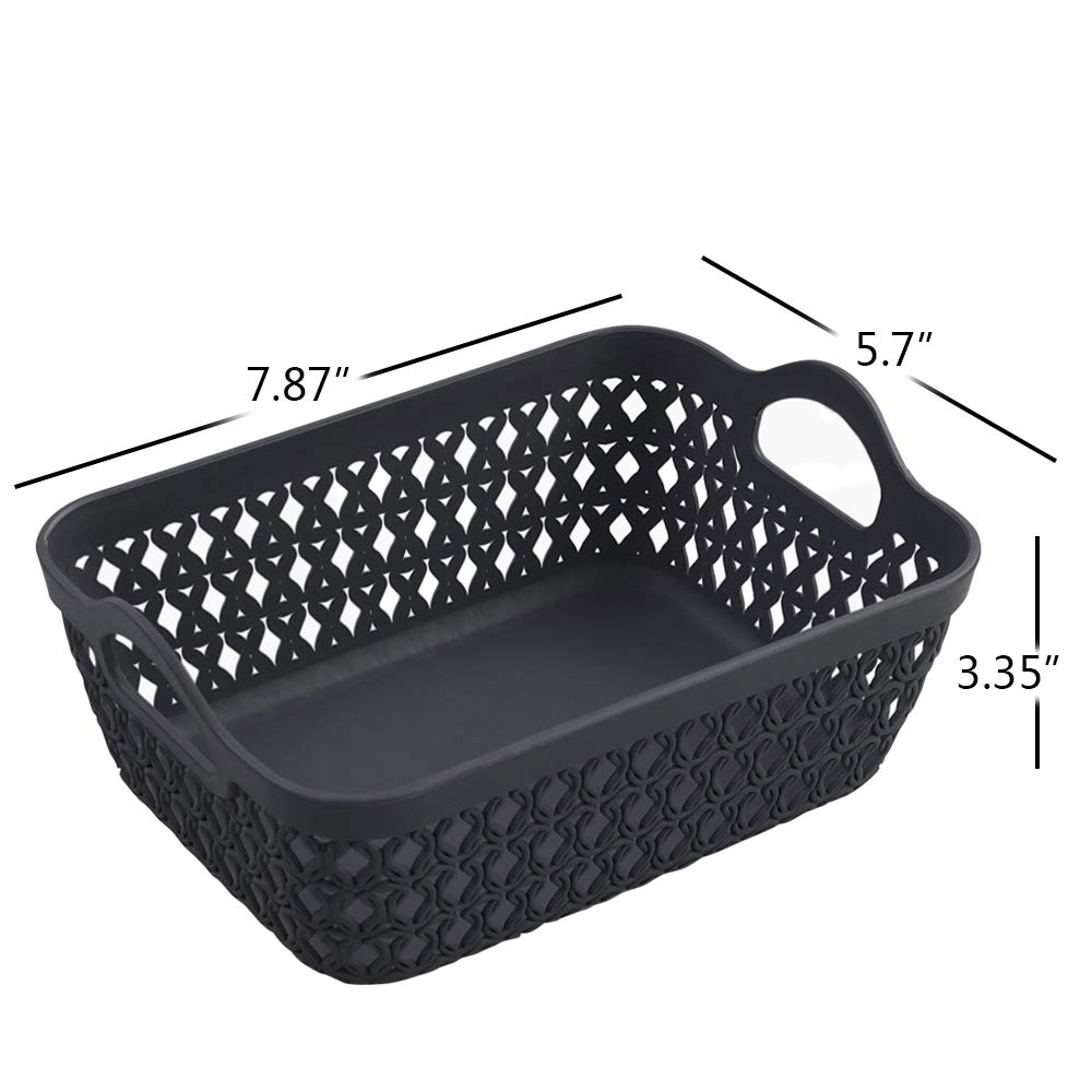 12-Pack Mini Grey Plastic Storage Baskets & Trays - Organize Home, Office, Bathroom & Kids' Toys - Stackable Multi-Purpose Storage Solution