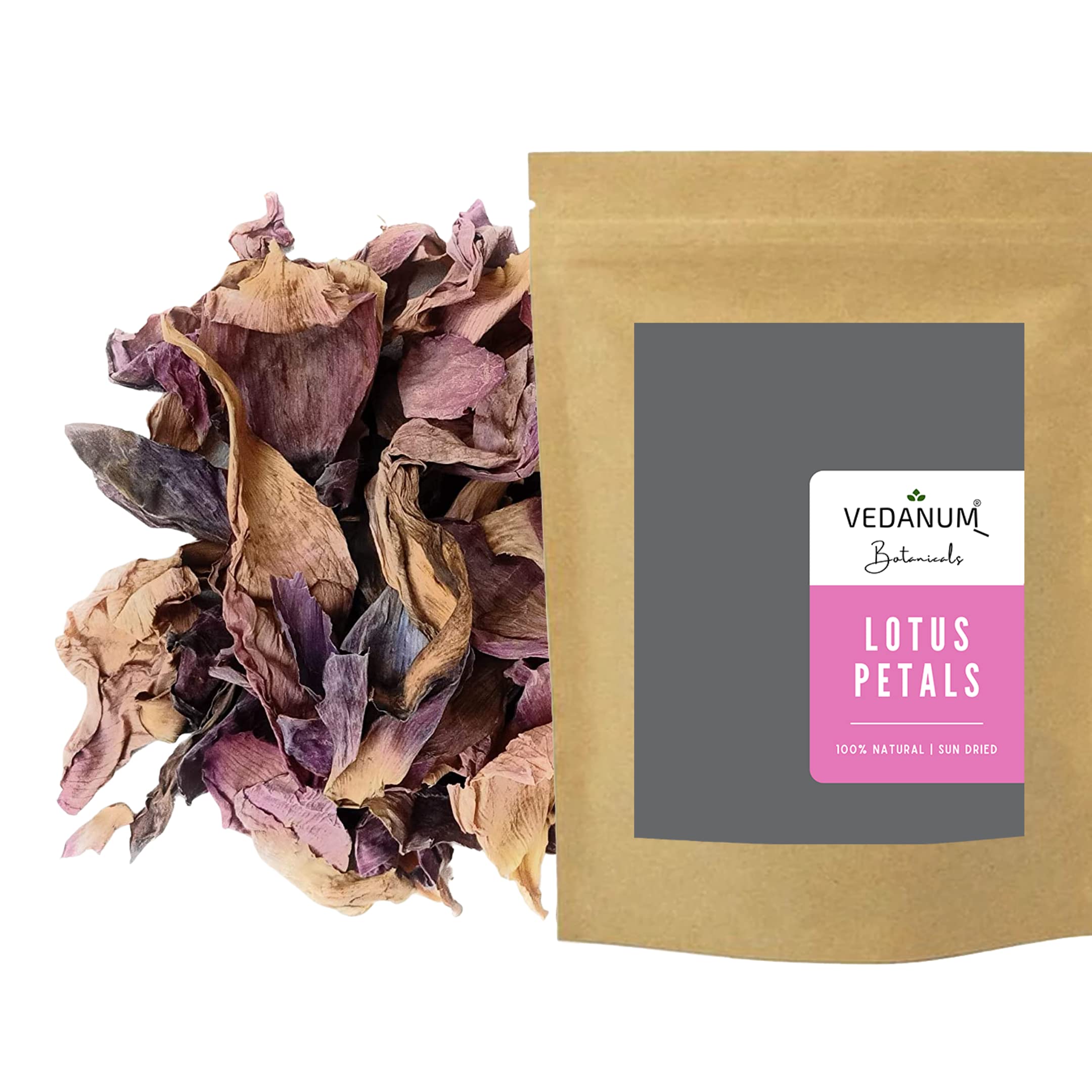 Vedanum Premium Natural Indian Lotus Petals (50g) - Organic Skincare for Glowing Skin, Hair Care, Anti-Aging & Scalp Treatment | Perfect for DIY Face Masks, Herbal Baths & Aromatherapy
