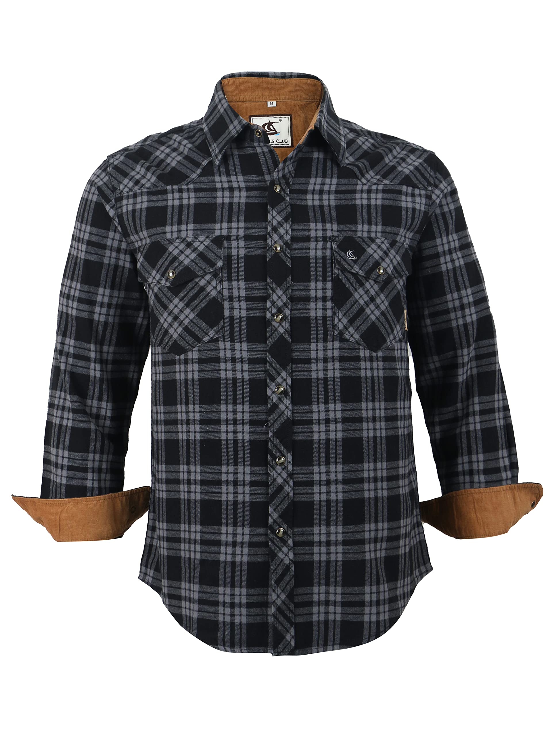 COEVALS CLUB Men's Flannel Shirts - Long Sleeve Western Snap Button Plaid Shirt for Casual & Work Wear | Perfect for Outdoor Adventures, Camping and Fall Layering