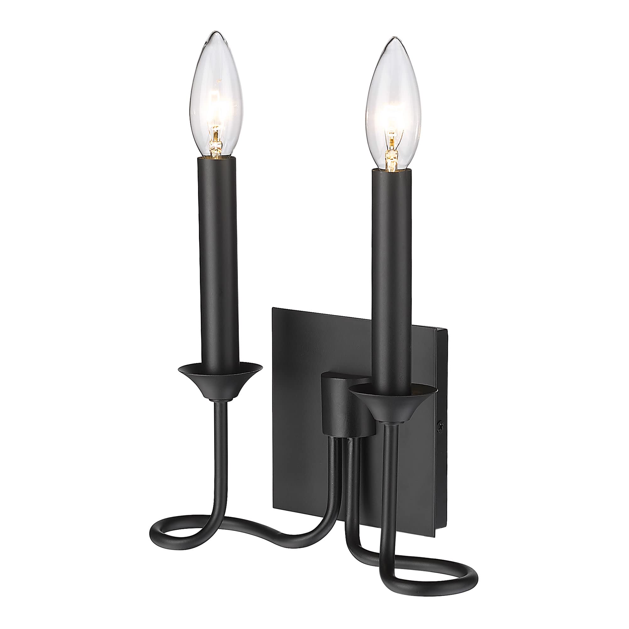 Karson 9.25 Inch Matte Black Metal 2-Light Wall Sconce - Modern Lighting Fixture for Bedroom, Hallway & Entryway