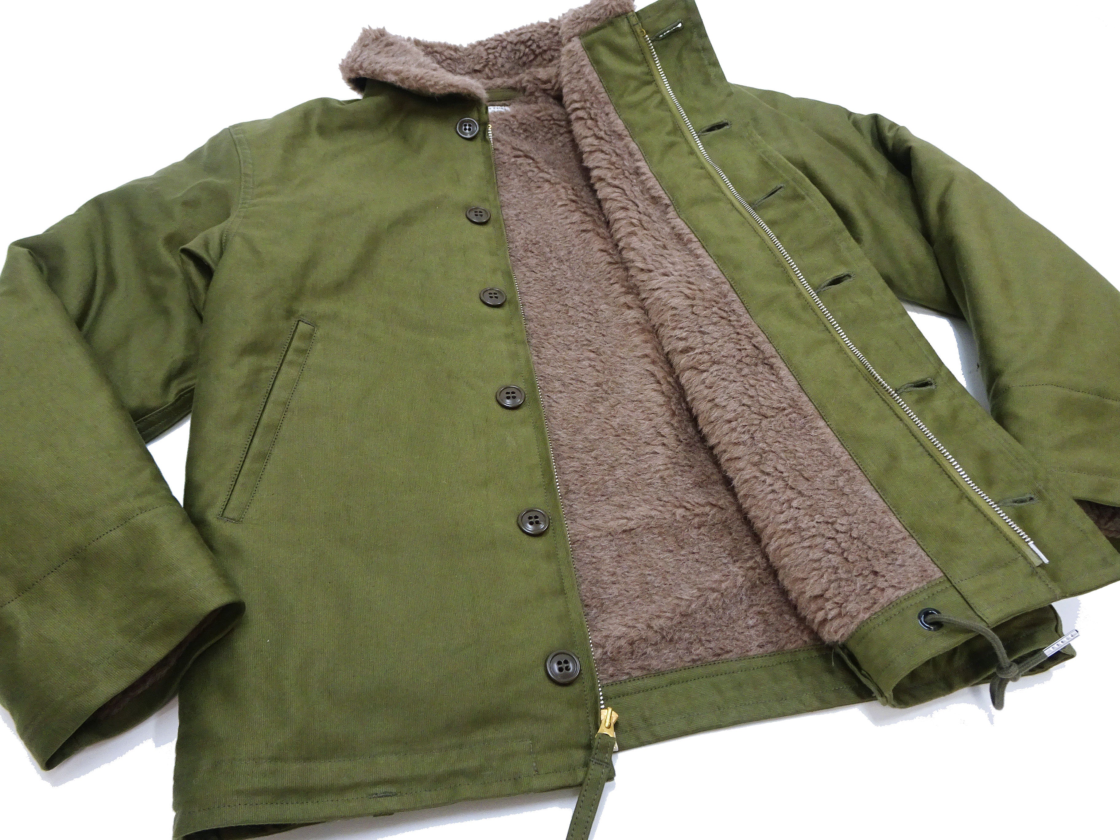 TOYS McCOY Men's US Navy N-1 Deck Jacket Reproduction - Olive TMJ2436 | Vintage Military Style Outerwear for Cold Weather & Outdoor Activities