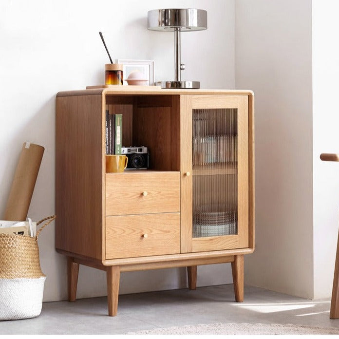 Solid Oak Wood Side Cabinet - Rustic Home Storage for Living Room, Bedroom & Entryway - Perfect for Organizing Books, Decor & Essentials