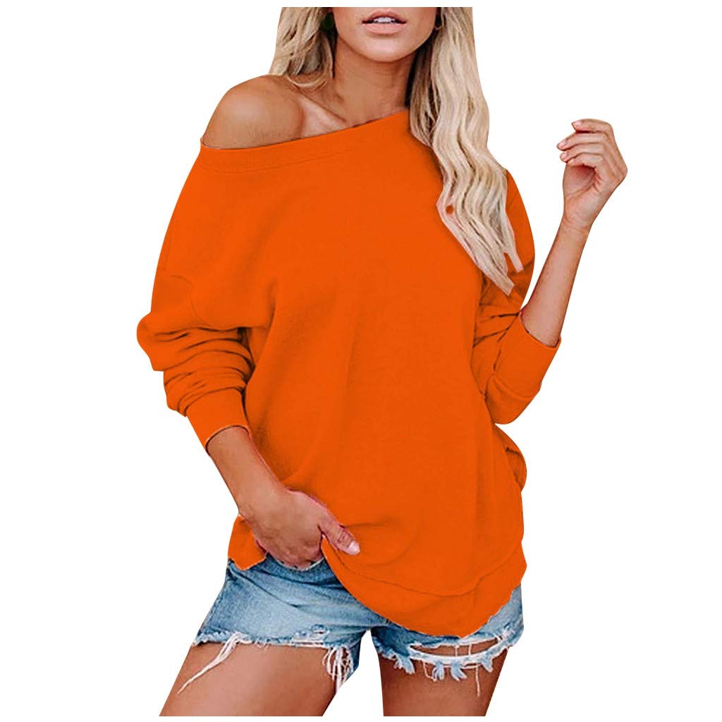 BETTERUU Women's Casual Off Shoulder V-Neck Waffle Knit Pullover Sweater - Batwing Sleeve Loose Fall Top for Coffee Dates & Weekend Outfits