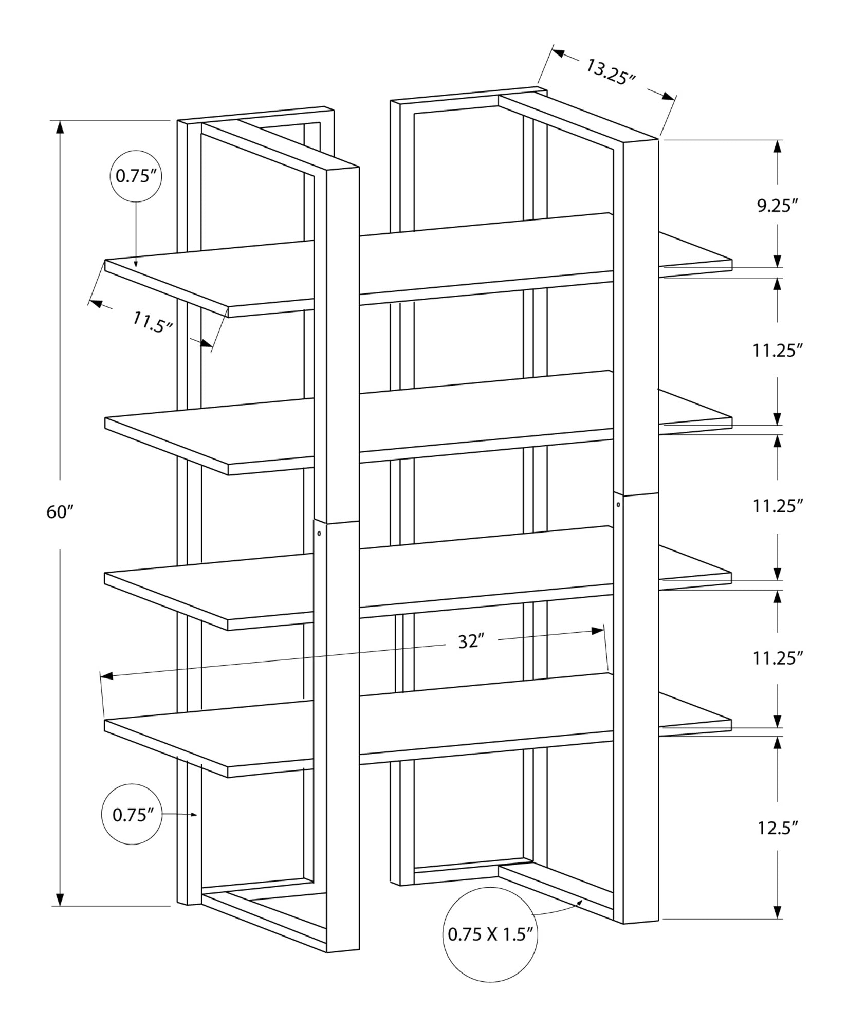 Modern 60-Inch Tall Bookcase in Dark Taupe with Black Metal Frame - Perfect for Home Office, Living Room & Bedroom Storage