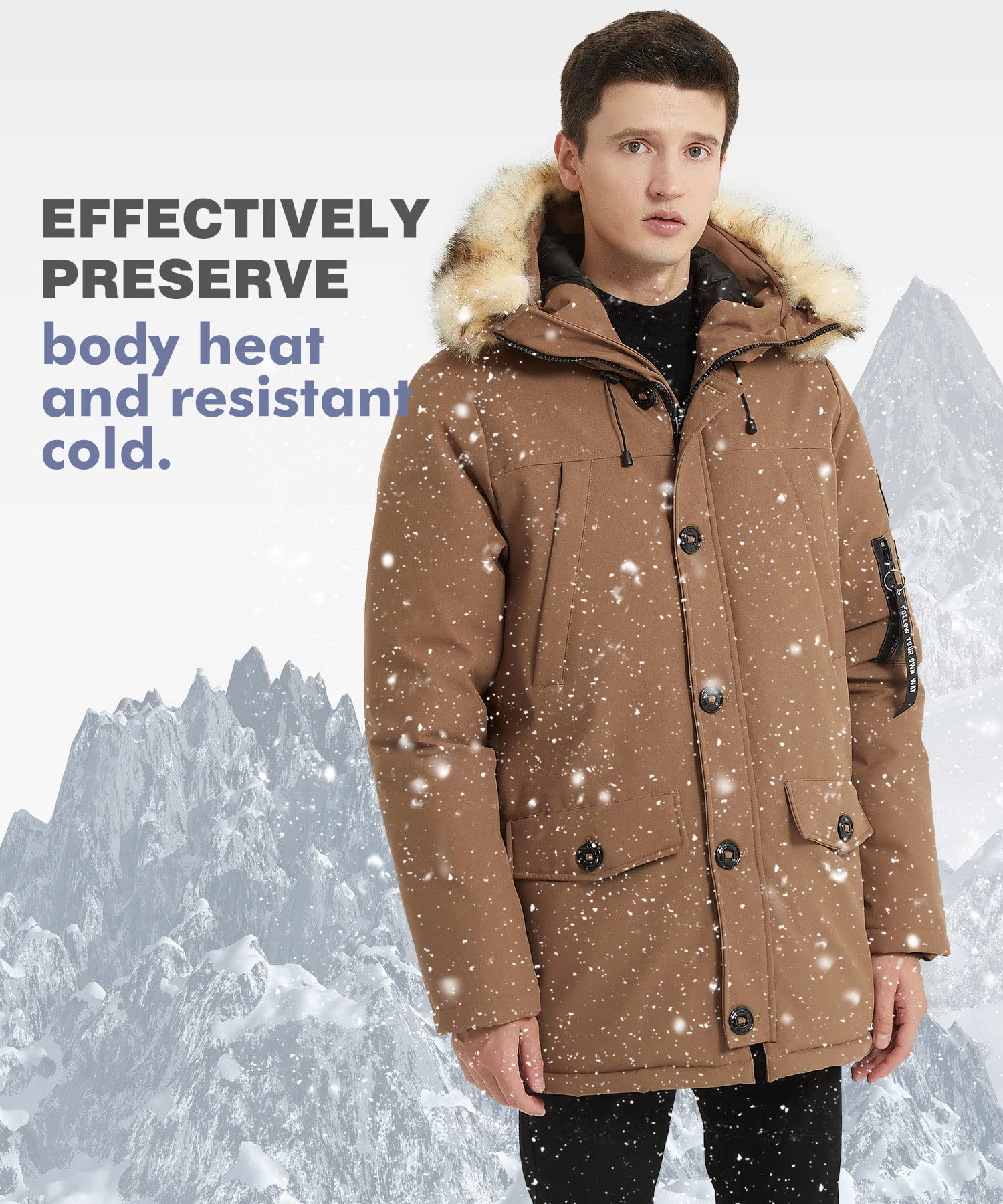 **PUREMSX Men's Winter Jacket - Insulated Thick Warm Puffer Coat with Fur Hood for Extreme Cold Weather | Outdoor Activities, Snow Sports & Daily Winter Wear**