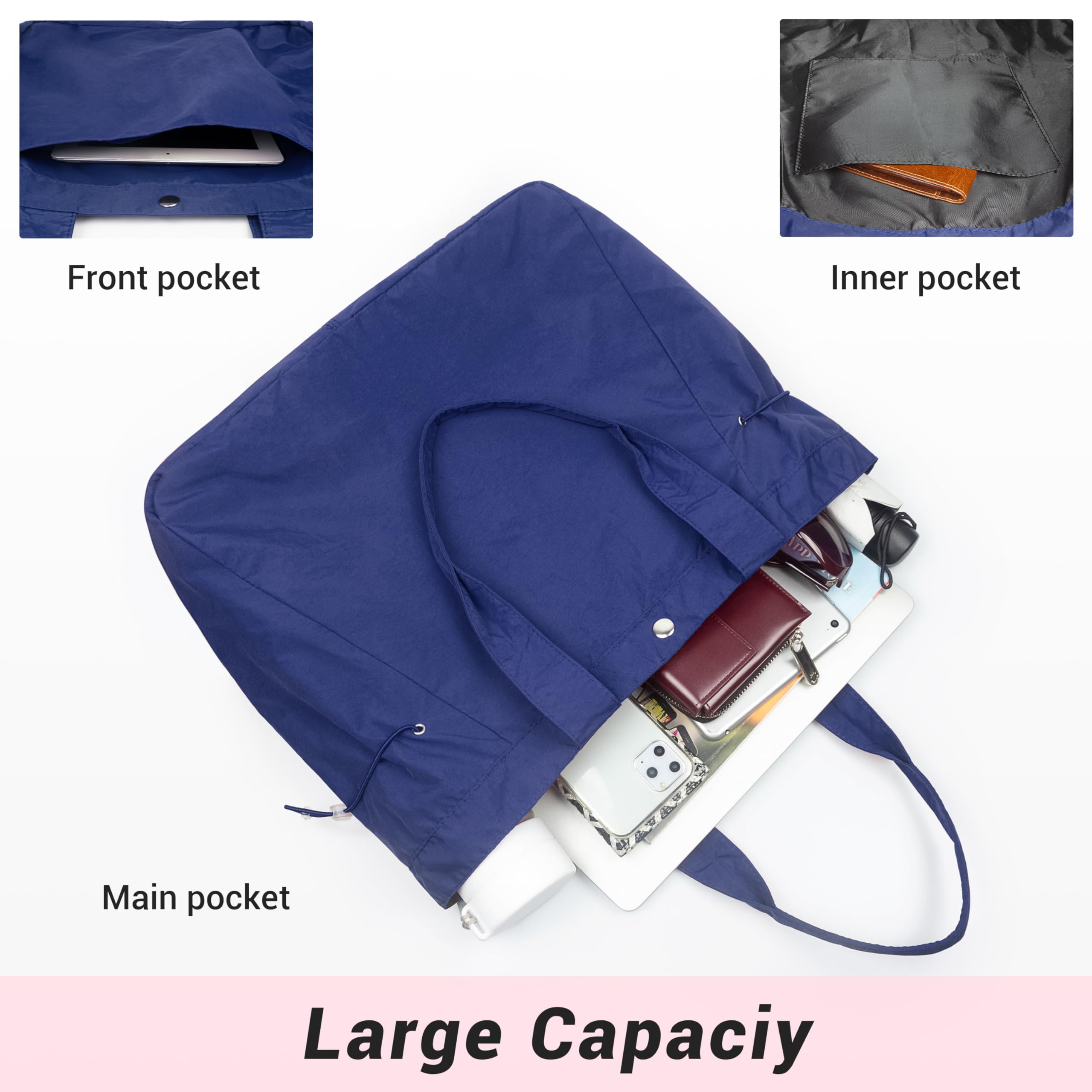 VOLGANIK ROCK Large Tote Bags for Women - Lightweight Shoulder Bag, Gym Bag, Beach Tote & Travel Handbag - Perfect for Work, Shopping, Vacation & Daily Use