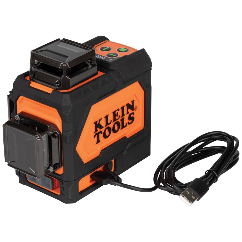 Klein Tools 93PLL Self-Leveling Laser Level - Bright Green 3x360° Planes, Rechargeable Battery & Magnetic Mount for Construction, Remodeling, and DIY Projects