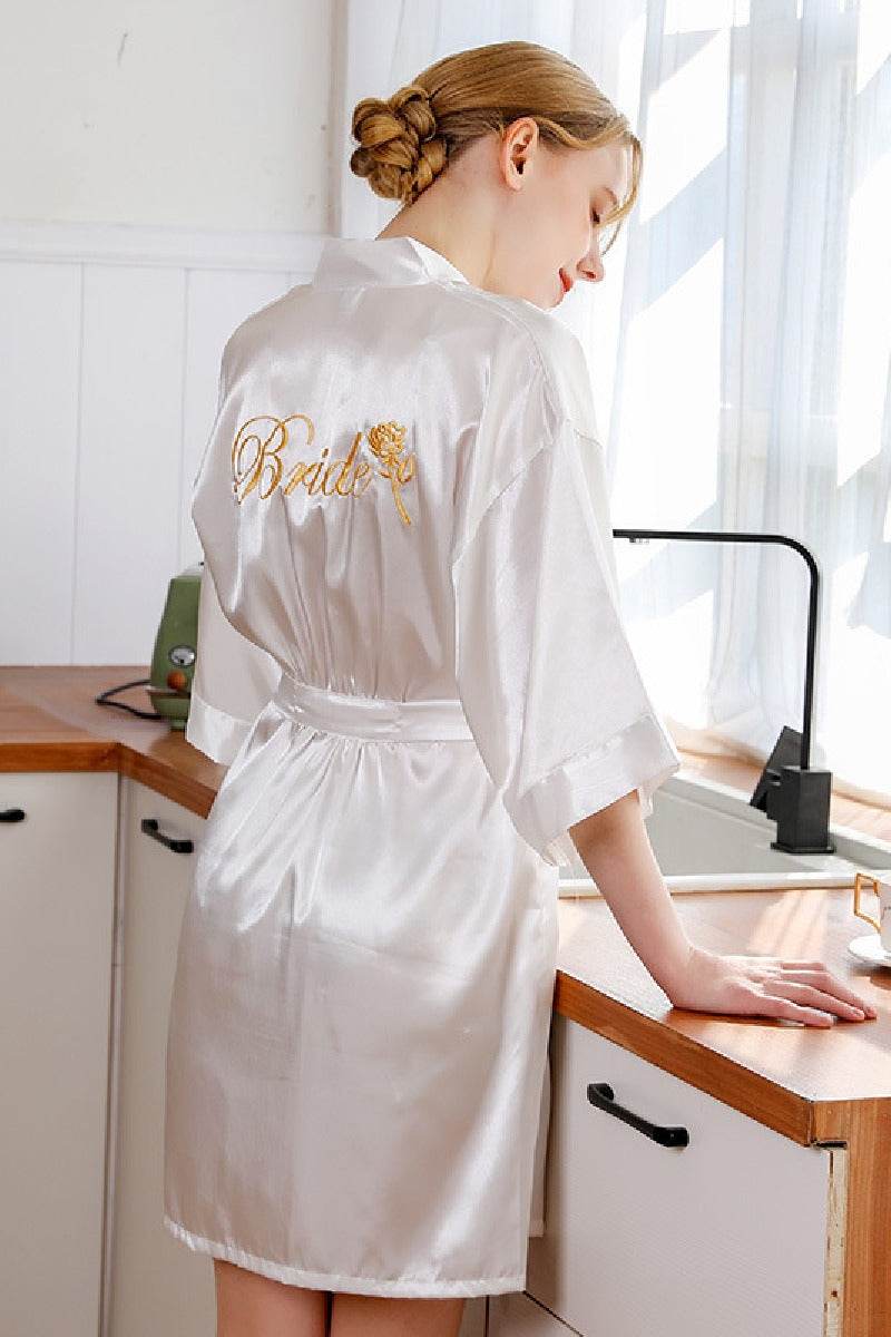 Personalized Bride & Bridesmaid Robes - Soft Satin Wedding Robes for Getting Ready - Perfect for Bachelorette Parties, Bridal Showers & Spa Days