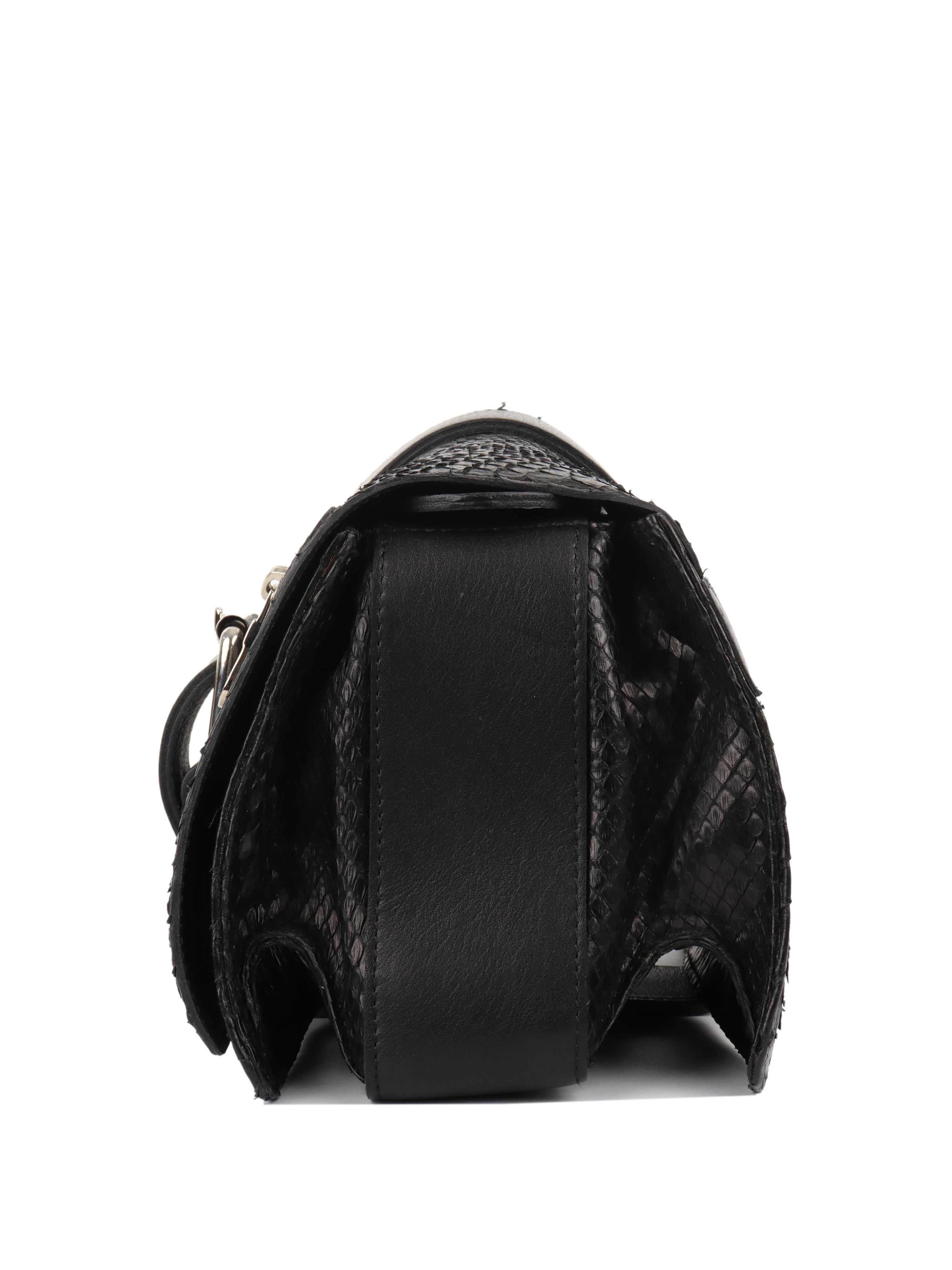 Chloe Black Python Leather Shoulder Bag for Women - Luxury Designer Handbag for Work, Travel & Evening Events