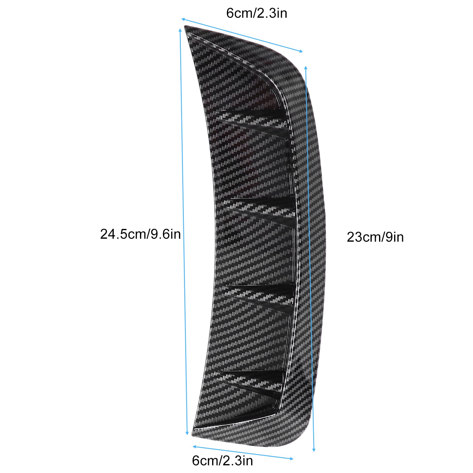 2Pcs Universal ABS Carbon Fiber Automotive Side Vent Trim Strips - 2.3x9.6in Waterproof Self-Adhesive Air Wing Decoration for Car Front Bumper & Side Marker | Enhances Vehicle Appearance & Aerodynamics