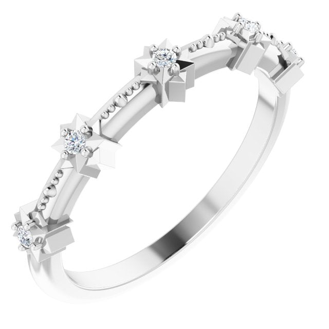 14K White Gold 0.08 CTW Diamond Five Stone Anniversary Wedding Band Ring for Women - Perfect for Anniversary Gifts, Valentine's Day & Special Occasions