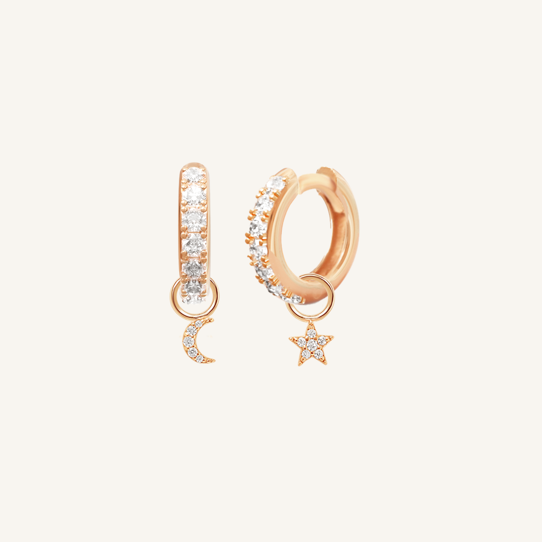 Astro Star Moon Crystal Hoop Earrings for Women - Elegant Celestial Jewelry for Party, Wedding & Everyday Wear