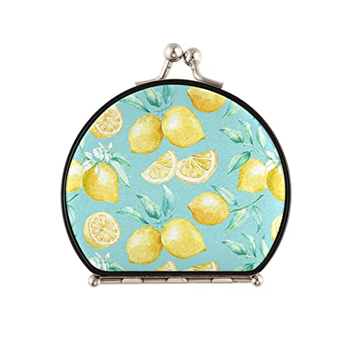 Lemon Green Compact Mirror - Double-Sided Travel Makeup Mirror with 1x & 2x Magnification | Portable Folding Pocket Mirror for Women | Perfect for Travel, Purse & Touch-Up On-The-Go