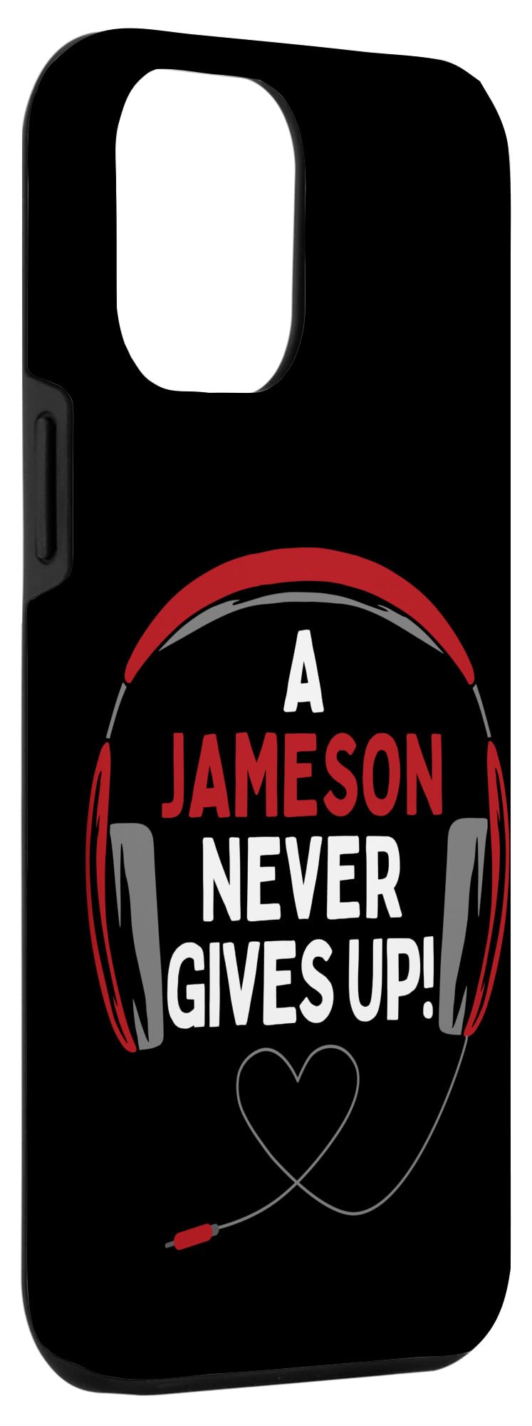 iPhone 12 Pro Max Gaming Case with Premium Headset - Personalized 'A Jameson Never Gives Up' Quote - Perfect for Mobile Gaming & Esports Enthusiasts