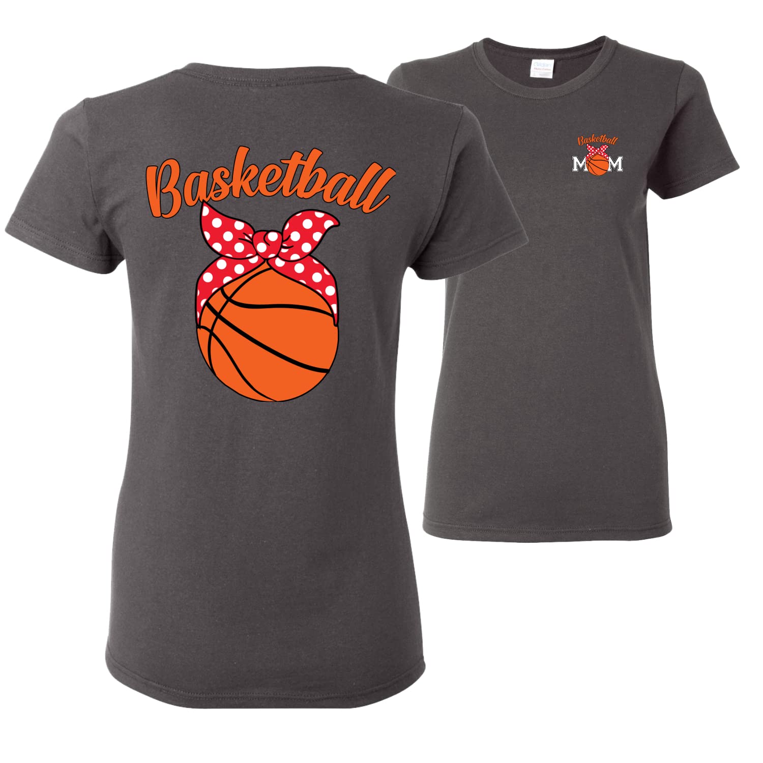 Cute Basketball Mom Graphic T-Shirt - Youth League Sports Gift for Women - Front & Back Print - Perfect for Game Days & Team Support