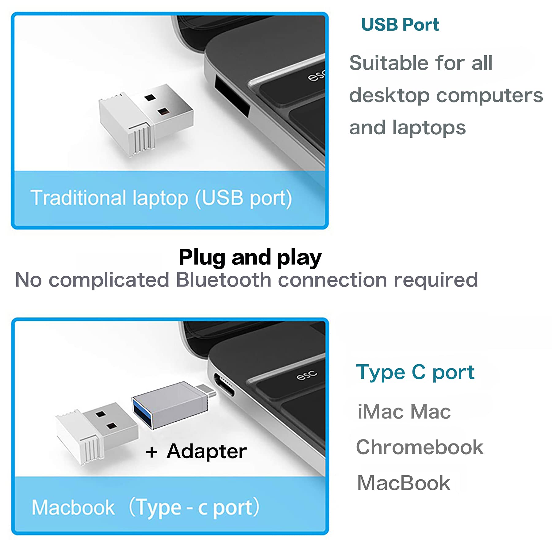 Rechargeable Wireless Mouse for MacBook Air/Pro, Laptop, Chromebook, Desktop - Compatible with Windows 7/8/10 & iMac - Ergonomic Design for Office Work, Gaming, and Home Use
