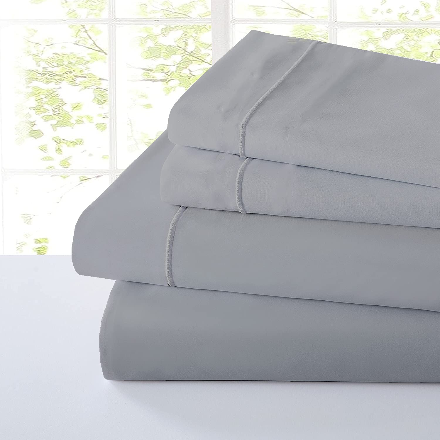 Premium Ultra-Soft Microfiber Twin XL Sheet Set - Deep Pocket College Dorm Bedding - Double Brushed Extra Long Sheets for Comfortable Sleep (Light Grey) - Perfect for Dorms, Guest Rooms & Small Spaces