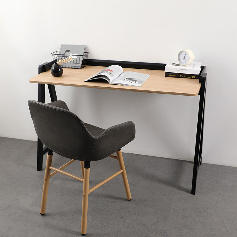 YARA Study Desk 118cm - Black & Natural Wood Writing Table for Home Office, Student Desk with Storage Shelf | Perfect for Small Spaces, Dorm Rooms & Work from Home Setup