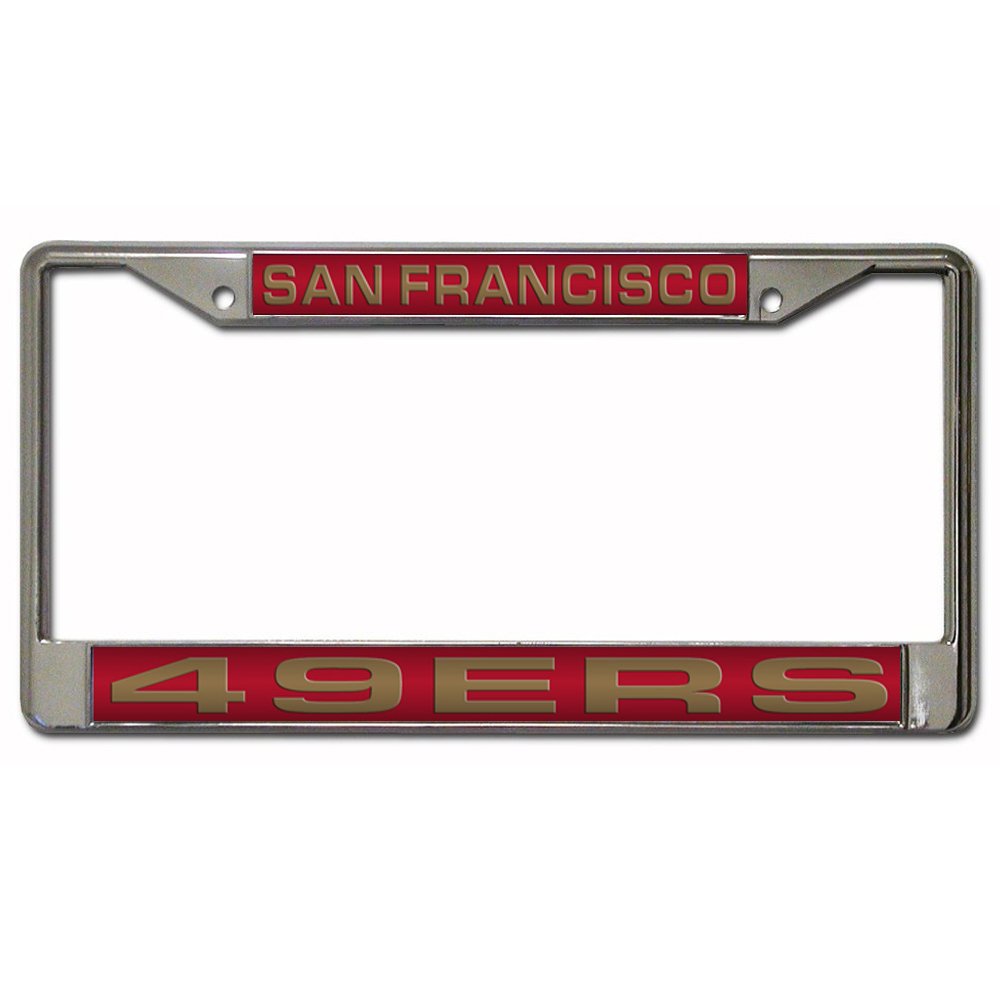 San Francisco 49ers Chrome License Plate Frame - Laser Etched NFL Team Logo - Durable Metal Car Accessory for Tailgating & Fan Showcase
