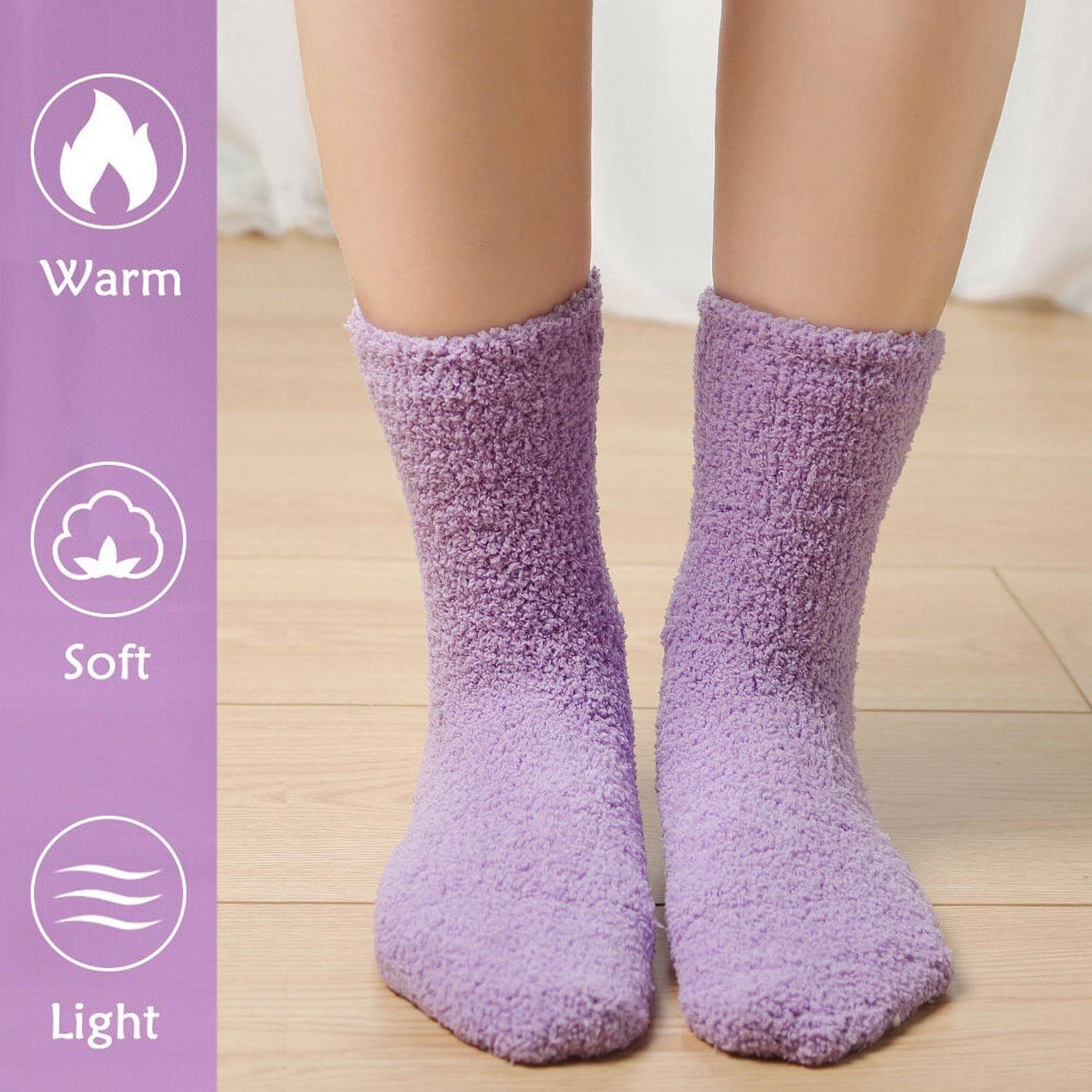 Cozy Plush Slipper Socks for Women - Warm Fuzzy Crew Socks with Non-Slip Sole | Soft Winter Indoor House Shoes for Lounge, Yoga & Home Comfort
