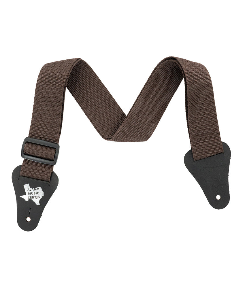 Alamo Music Center Premium Nylon Guitar Strap - Adjustable Brown Strap for Acoustic & Electric Guitars - Perfect for Performances, Practice & Studio Sessions