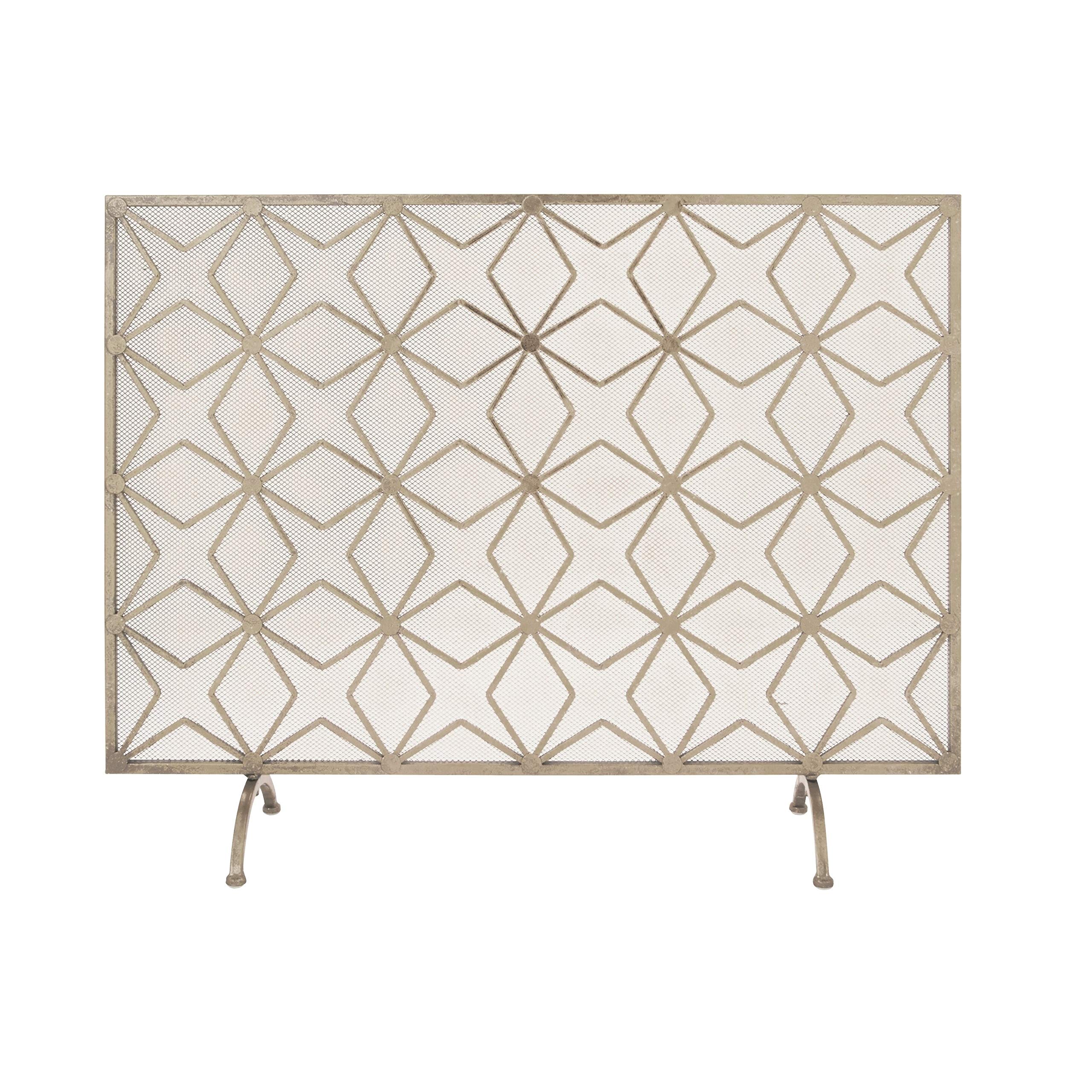Modern Gold Yellow Iron Star Fireplace Screen - Textured Metal Fireplace Guard for Living Room, Bedroom & Home Decor - Heat Resistant & Stylish Safety Barrier
