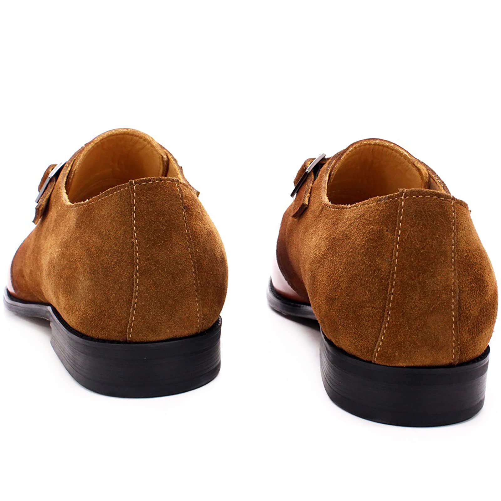 Men's Oxford Dress Shoes - Buckle Slip On Monk Strap Leather Shoes | Non-Slip Brogues for Wedding & Office | Brown Size 39 | Classic Formal & Business Attire