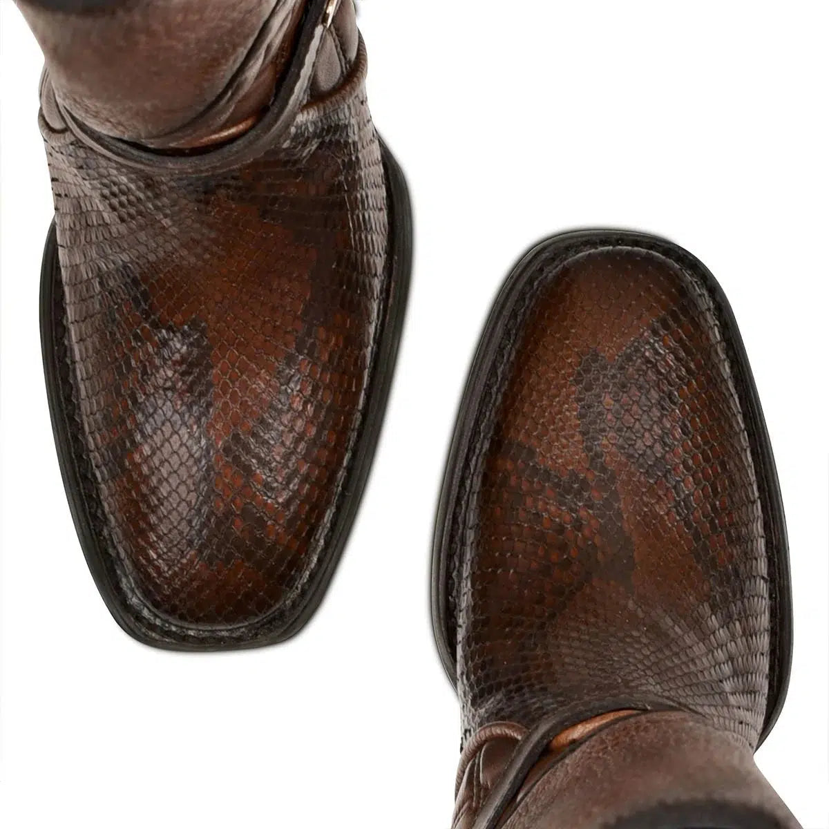 Authentic Brown Western Cowgirl Boots for Women - Genuine Python Skin Straps, Stylish & Comfortable - Perfect for Rodeo, Country Dancing & Western Fashion