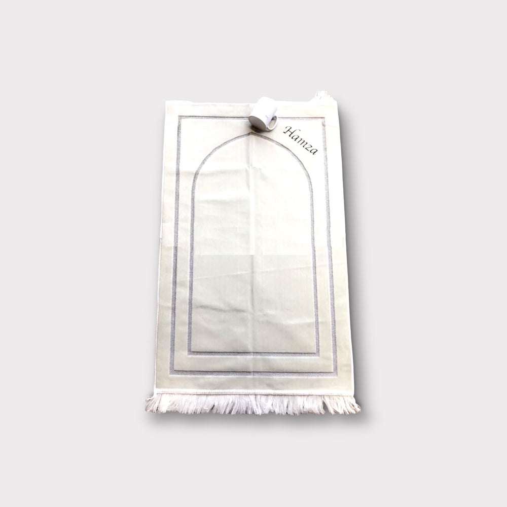 Custom Off White Prayer Mat - Premium Islamic Musallah for Home, Mosque & Travel - Perfect for Daily Salah & Ramadan Prayers