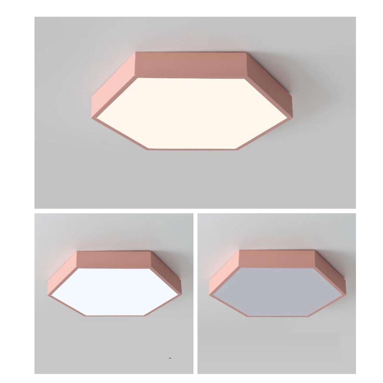 Nordic Hexagonal LED Ceiling Light - Ultra-Thin Modern Ceiling Lamp for Office & Kindergarten - 60cm Pink Indoor Lighting (Perfect for Minimalist Home & Commercial Spaces)