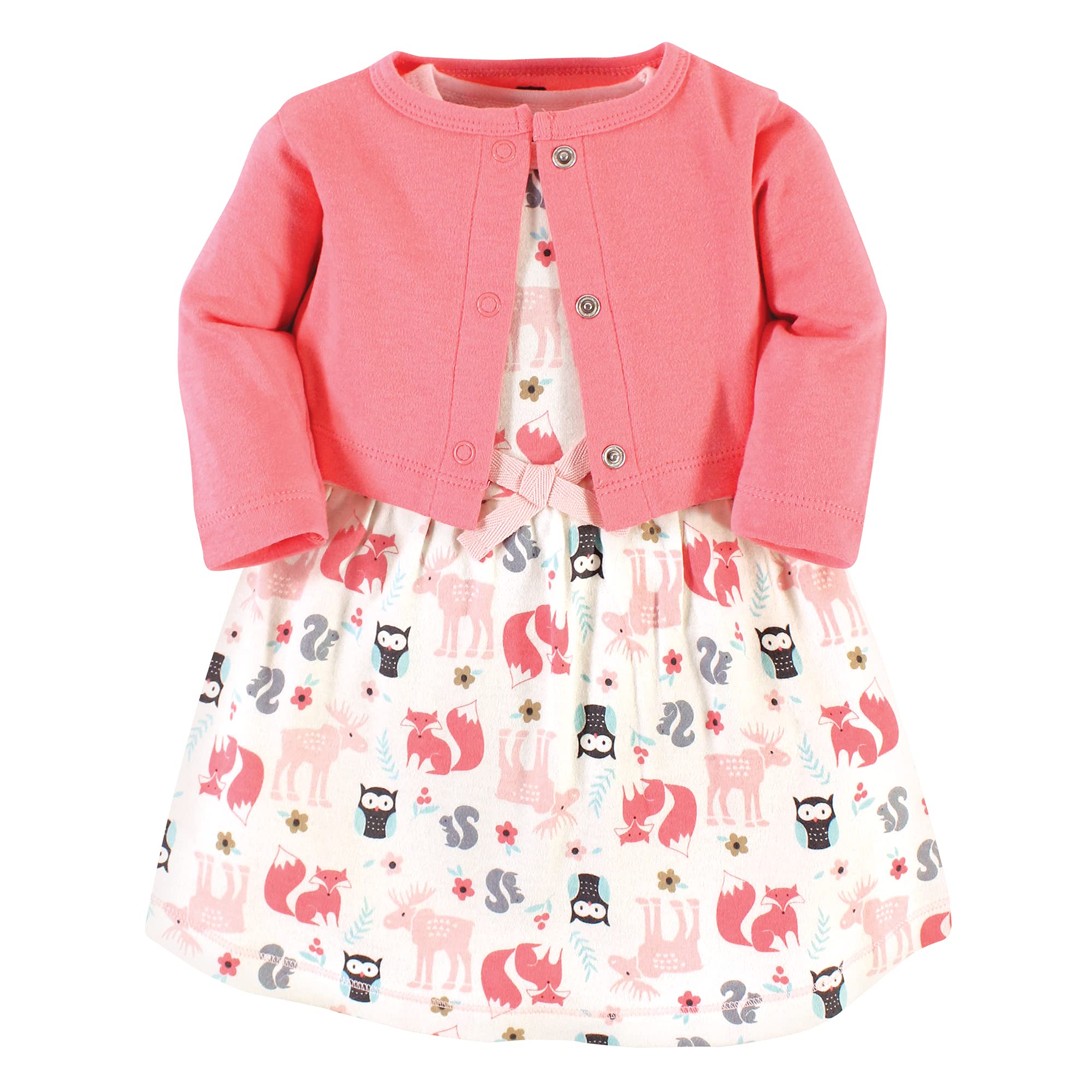 Hudson Baby Girls' Cotton Dress and Cardigan Set - Soft & Comfortable Outfit for Newborns, Infants | Perfect for Family Photos, Special Occasions & Everyday Wear