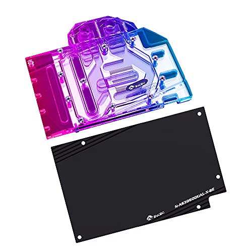 Bykski GPU Copper Water Cooling Block for Asus Dual RTX3060 12G - 5V ARGB RGB Aura Sync LED Lighting with Backplate - High Performance Liquid Cooling for Gaming PC and Cryptocurrency Mining Rigs