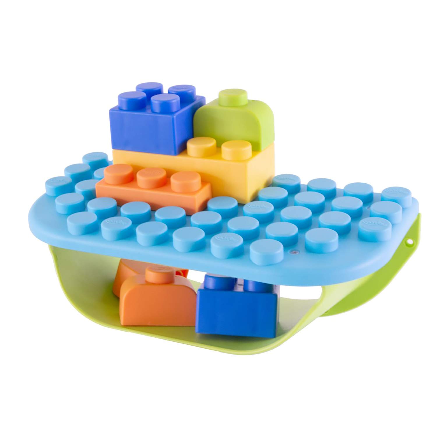 UNiPLAY 11-Piece Daycare Play Shelf with Storage - Sensory Toys Organizer & Teething Baby Building Blocks Set for Ages 3+ Months (Blue) - Perfect for Nursery, Playroom & Early Learning Development