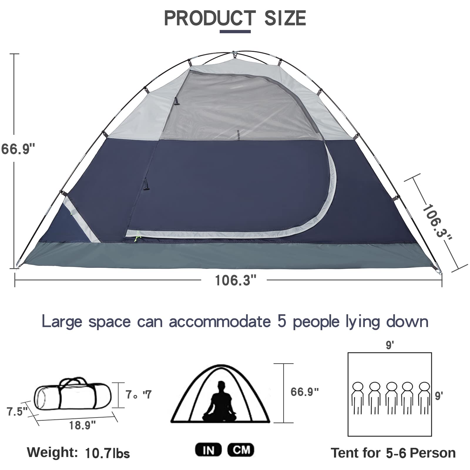 CAMEL CROWN 2-5 Person Camping Tent - Waterproof & Lightweight for Hiking, Backpacking, Outdoor Adventures