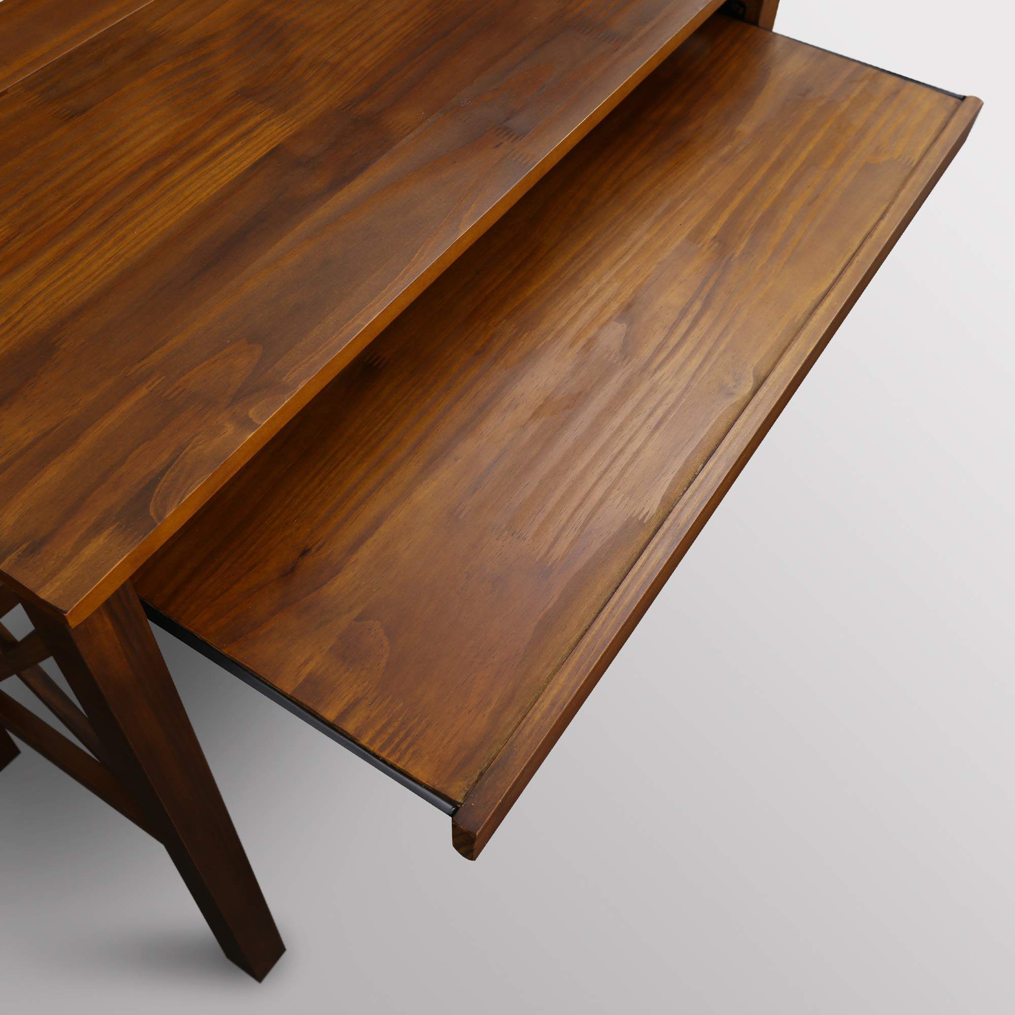 Casual Home Montego Pull Folding Desk - Warm Brown Wooden Writing Table with Storage Shelf | Space-Saving Home Office Desk for Small Rooms & Apartments