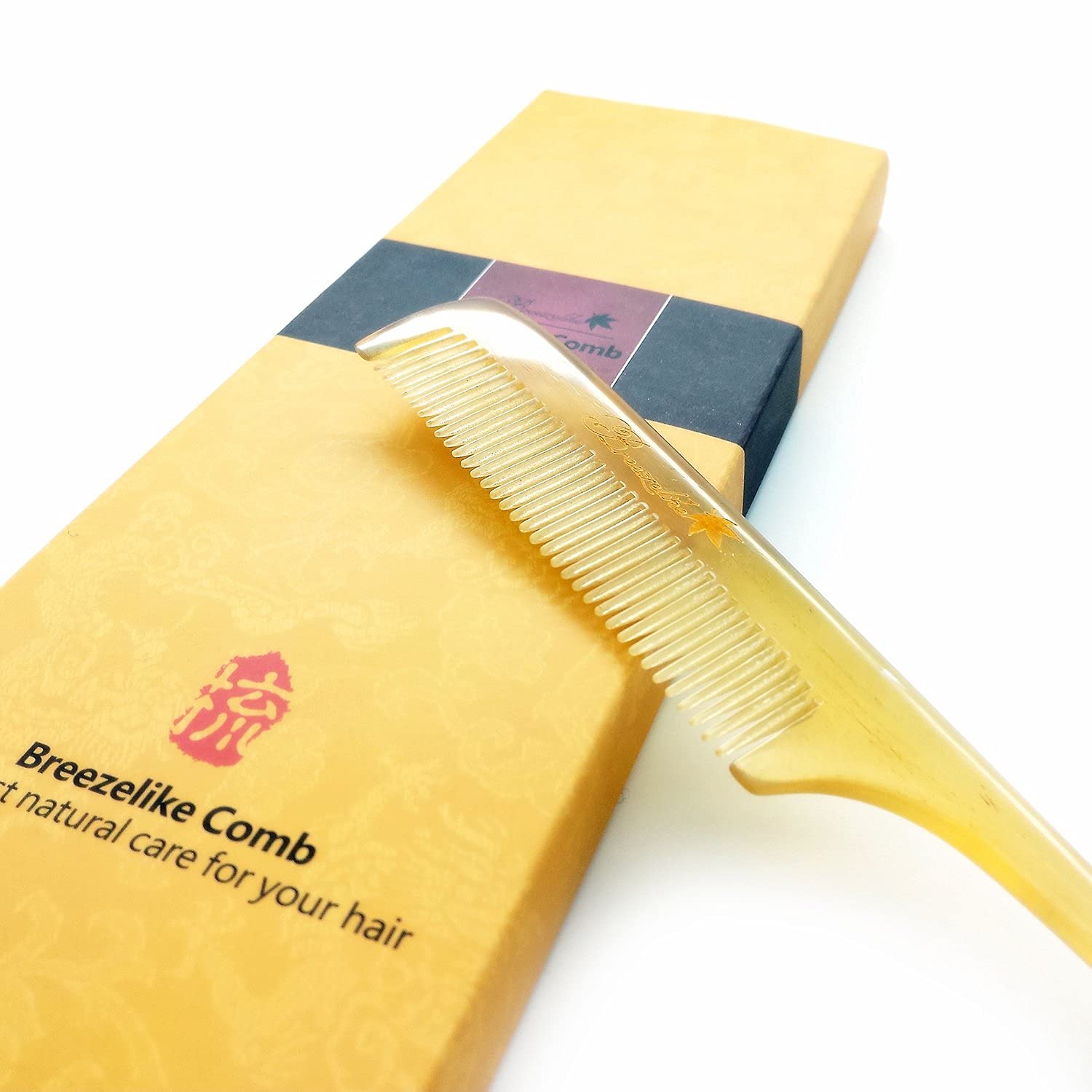 Breezelike Anti-Static Sheep Horn Rat Tail Comb for Smooth Detangling - Perfect for Curly, Wavy & Thick Hair Styling at Home or Salon