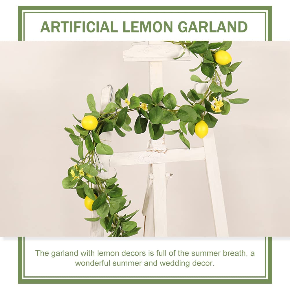 Bestoyard Artificial Lemon Garland - Faux Lemon Wreath with Green Leaves for Wedding, Spring & Home Decor - Yellow Silk Flower Branch for Door Hanging, Table Centerpiece & Wall Decoration
