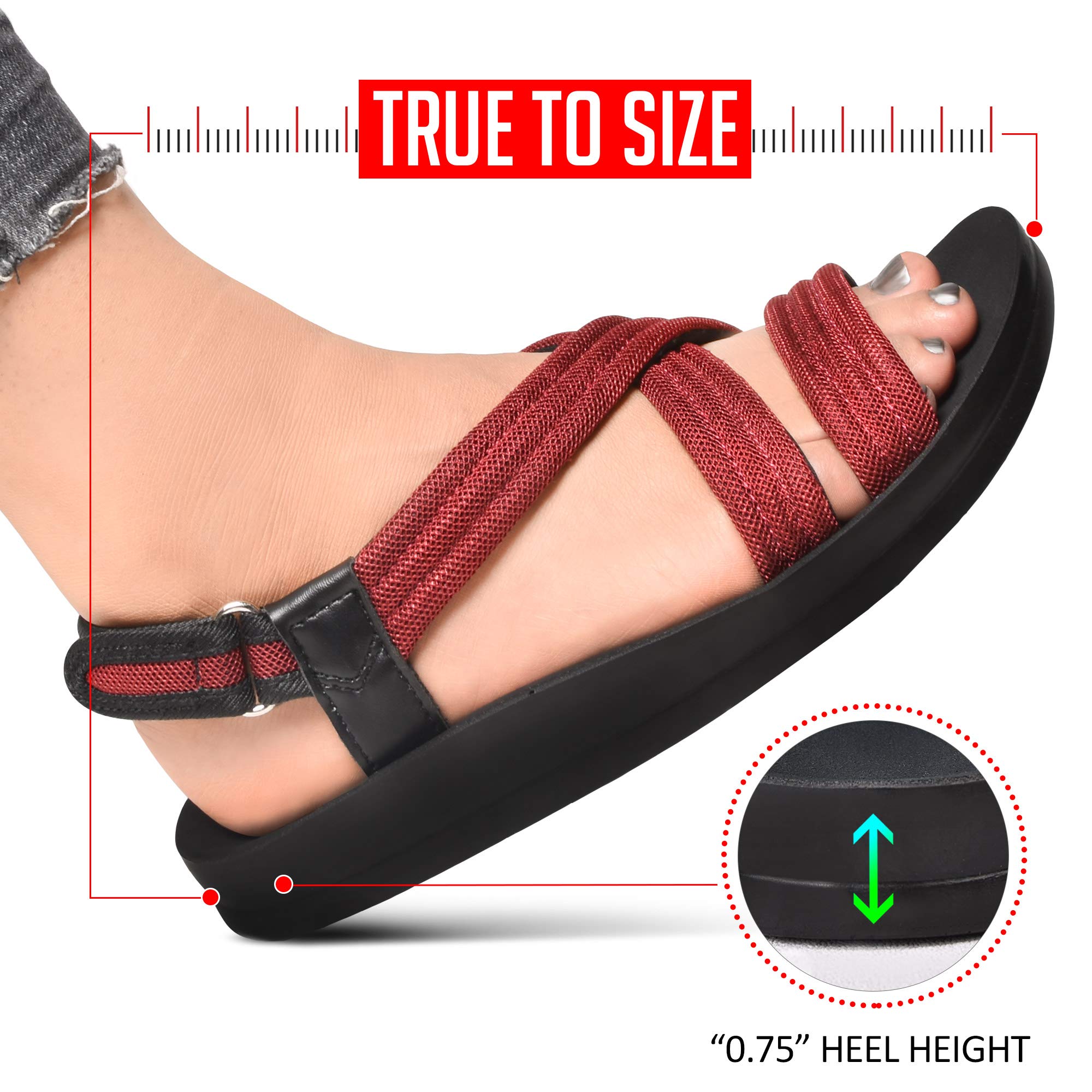 AEROTHIC Women's Arch Support Slingback Sandals for Travel - Comfortable Walking Shoes for Women with Cushioned Footbed | Perfect for Vacation, Beach & Summer Outfits