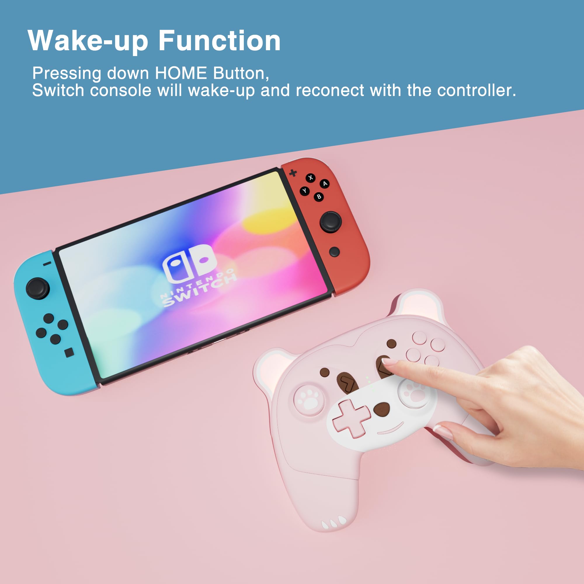 Mytrix Pink Wireless Pro Controller for Nintendo Switch & Switch Lite - Ergonomic Gamepad with Macro, Turbo, Motion Control, Vibration & Breathing LED Lights | Perfect Gift for Girl & Boy Gamers | Ideal for Mario Kart, Animal Crossing & Multiplayer Gaming Sessions