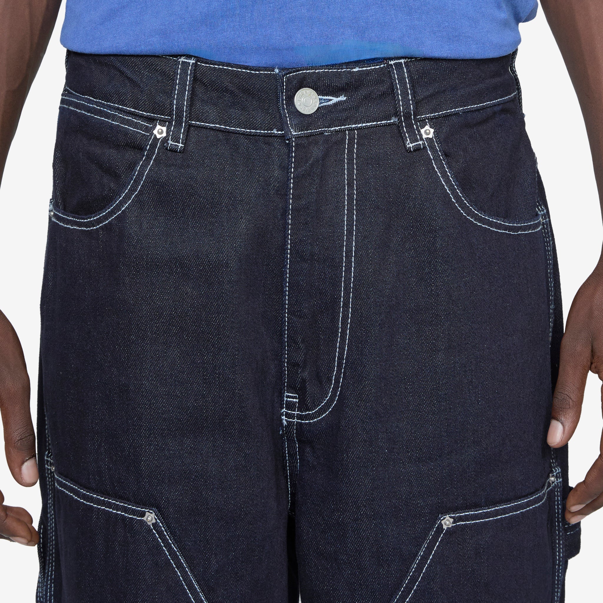 Double Knee Carpenter Pants for Men - Durable Workwear Jeans in Indigo Blue - Perfect for Construction, Woodworking & Heavy-Duty Jobs