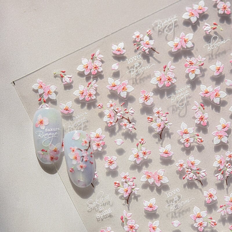 Spring Flowers Blooming Sakura Nail Stickers - Cherry Blossom Nail Art Decals for DIY Manicure | Perfect for Spring Parties, Weddings & Nail Salon Designs