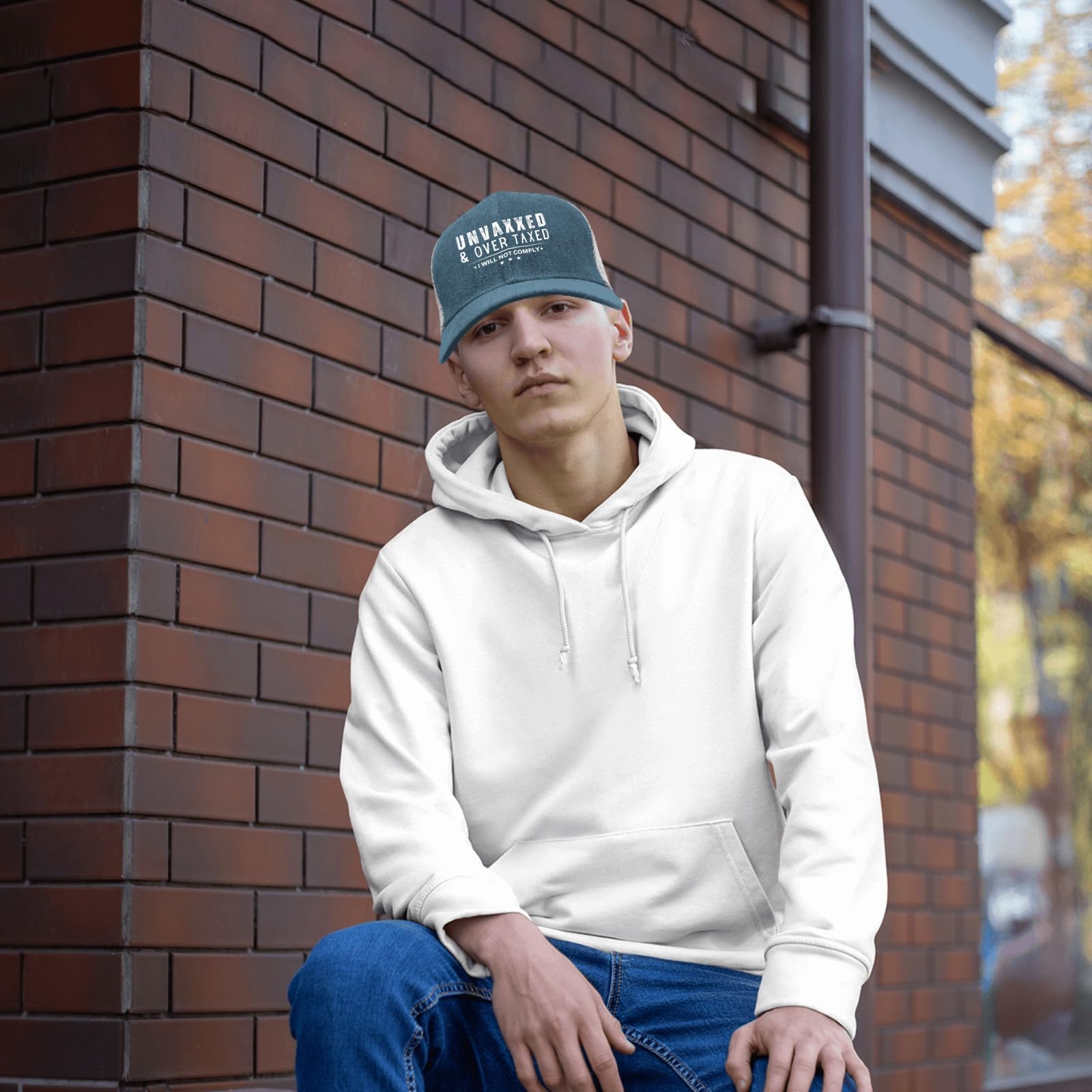 Unvaxxed & Overtaxed Funny Protest Hat - Black Golf & Outdoor Sun Hat for Men & Women - Perfect for Political Rallies, Outdoor Activities & Humorous Statements