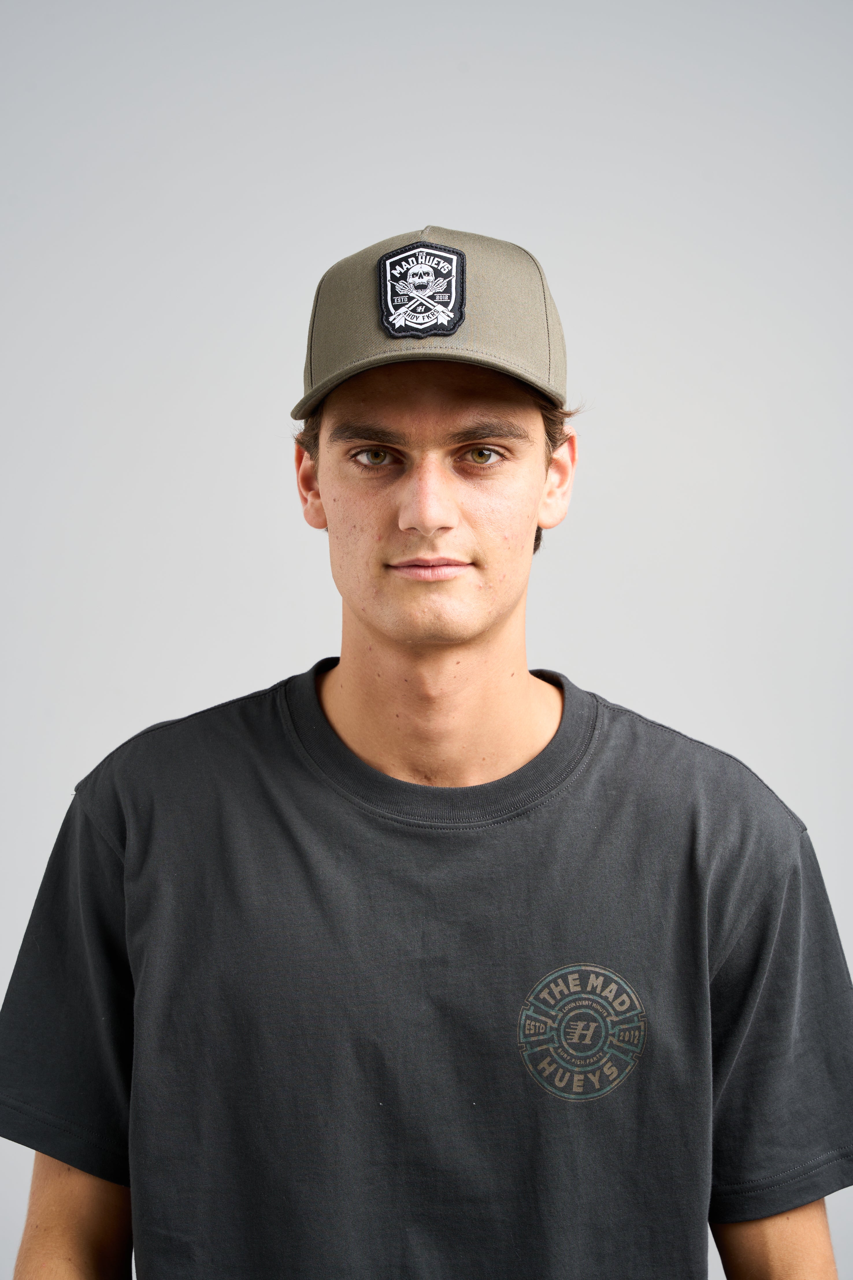 The Mad Hueys AHOY FKRS SHIELD Twill Snapback Hat - Adjustable Dad Cap for Men & Women - Perfect for Fishing, Boating, and Outdoor Adventures