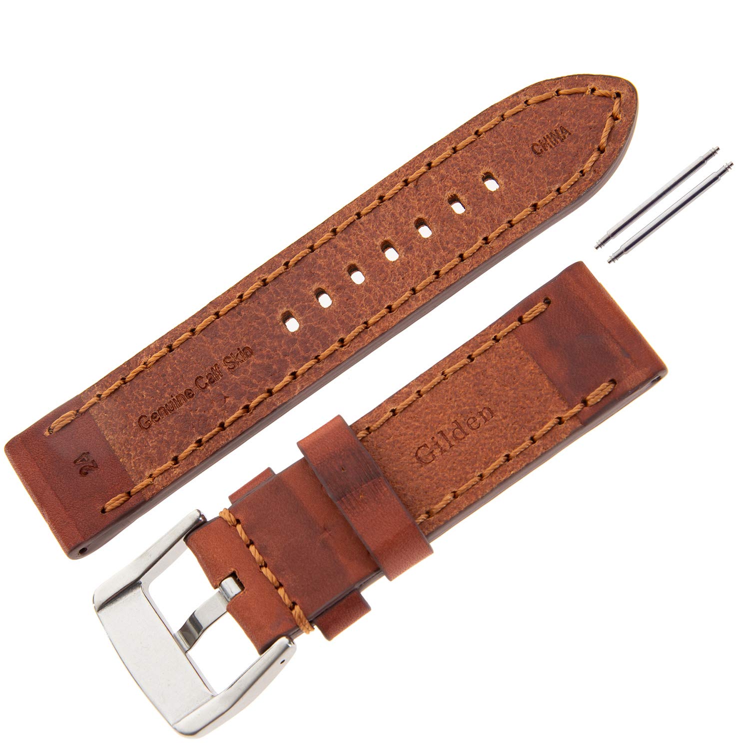 Premium Gilden 18-28mm Men's Thick Heavy Duty Sport Calfskin Leather Watch Band TS62 - Durable Replacement Strap for Casual, Business & Outdoor Activities