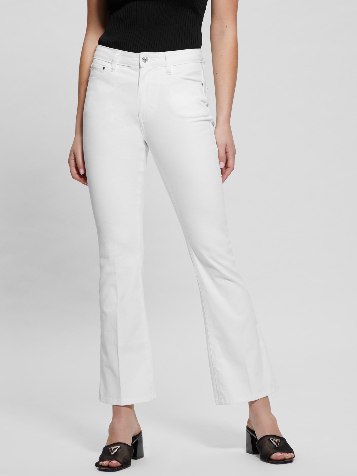 High Rise Sexy Flare Denim Jeans for Women - White Wash Vintage Style | Perfect for Date Night & Casual Outfits