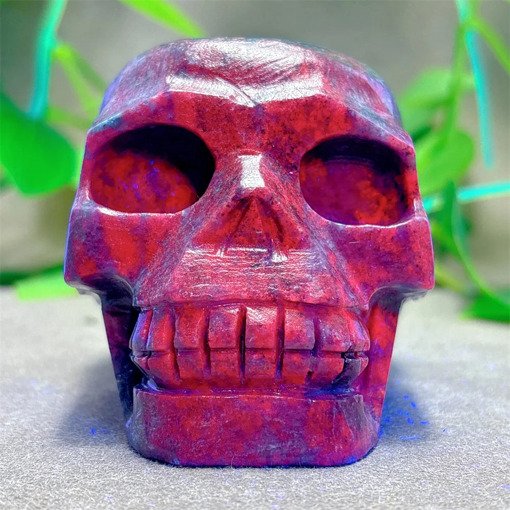 Natural Ruby & Emerald Skull Crystal - Hand Carved Quartz Stone for Energy Healing, Reiki & Home Decor | Halloween, Meditation & Spiritual Gifts