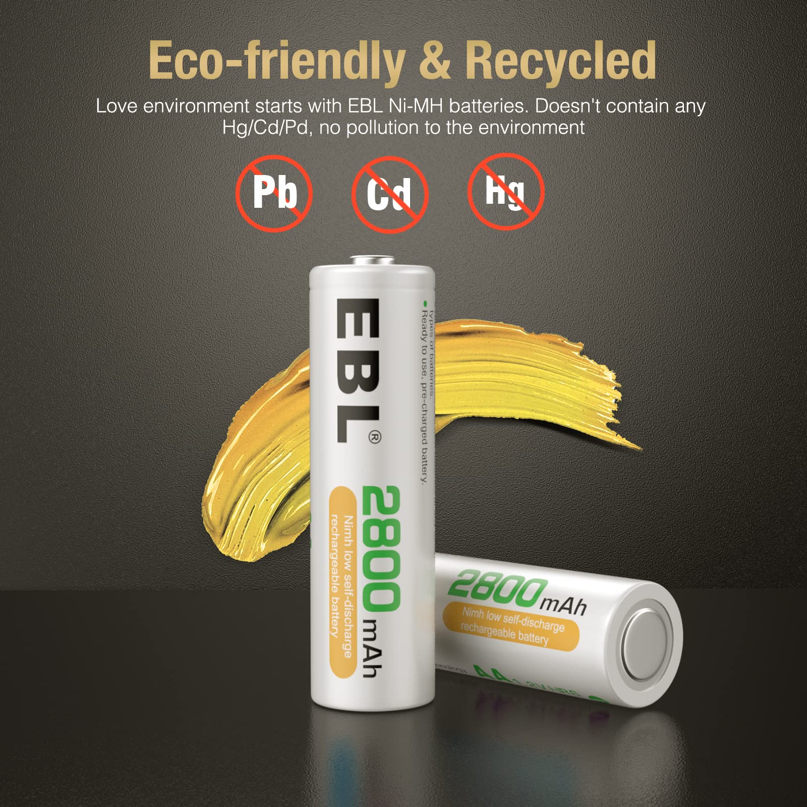 EBL 2800mAh AA Rechargeable Batteries 8-Pack - High Capacity Ni-MH Battery with Storage Case - Perfect for Digital Cameras, Game Controllers & Wireless Devices