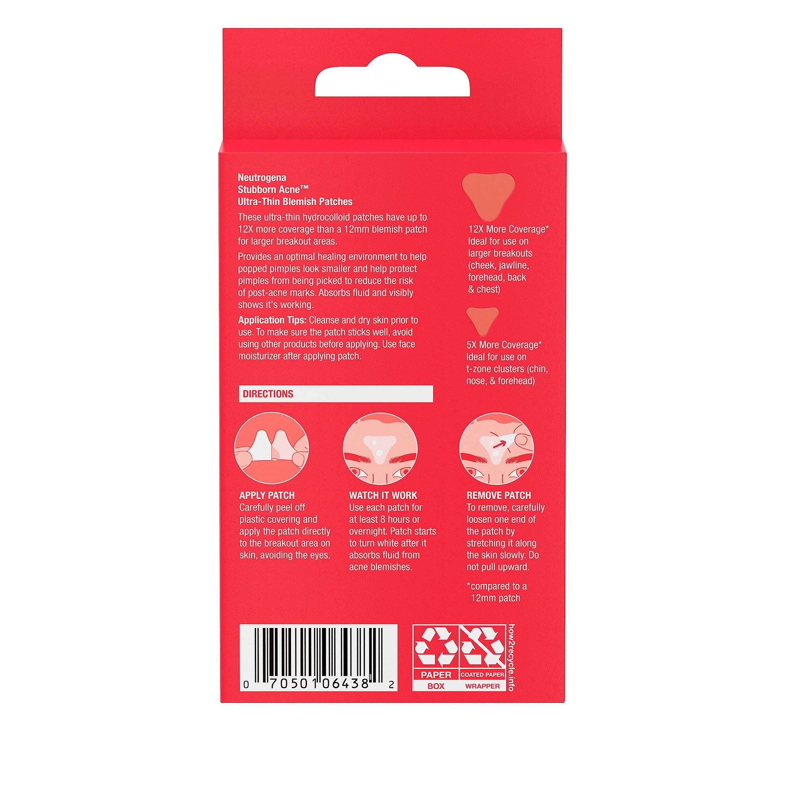 Neutrogena Stubborn Acne Pimple Patches - Hydrocolloid Acne Treatment for Face with Ultra-Thin Design - 2 Sizes (10 Patches) | Fast Healing for Pimples & Blemishes | Perfect for Overnight Use & On-the-Go Skincare